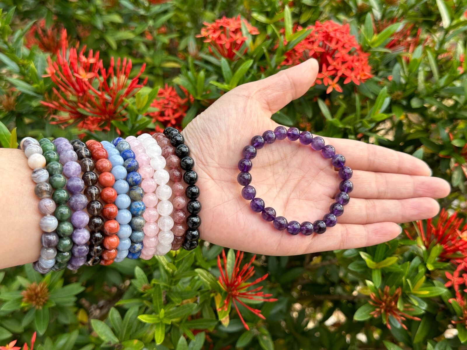 Grade A++ 80 Types Gemstone Bead Bracelets, Genuine Crystals Bead Stone Bracelet