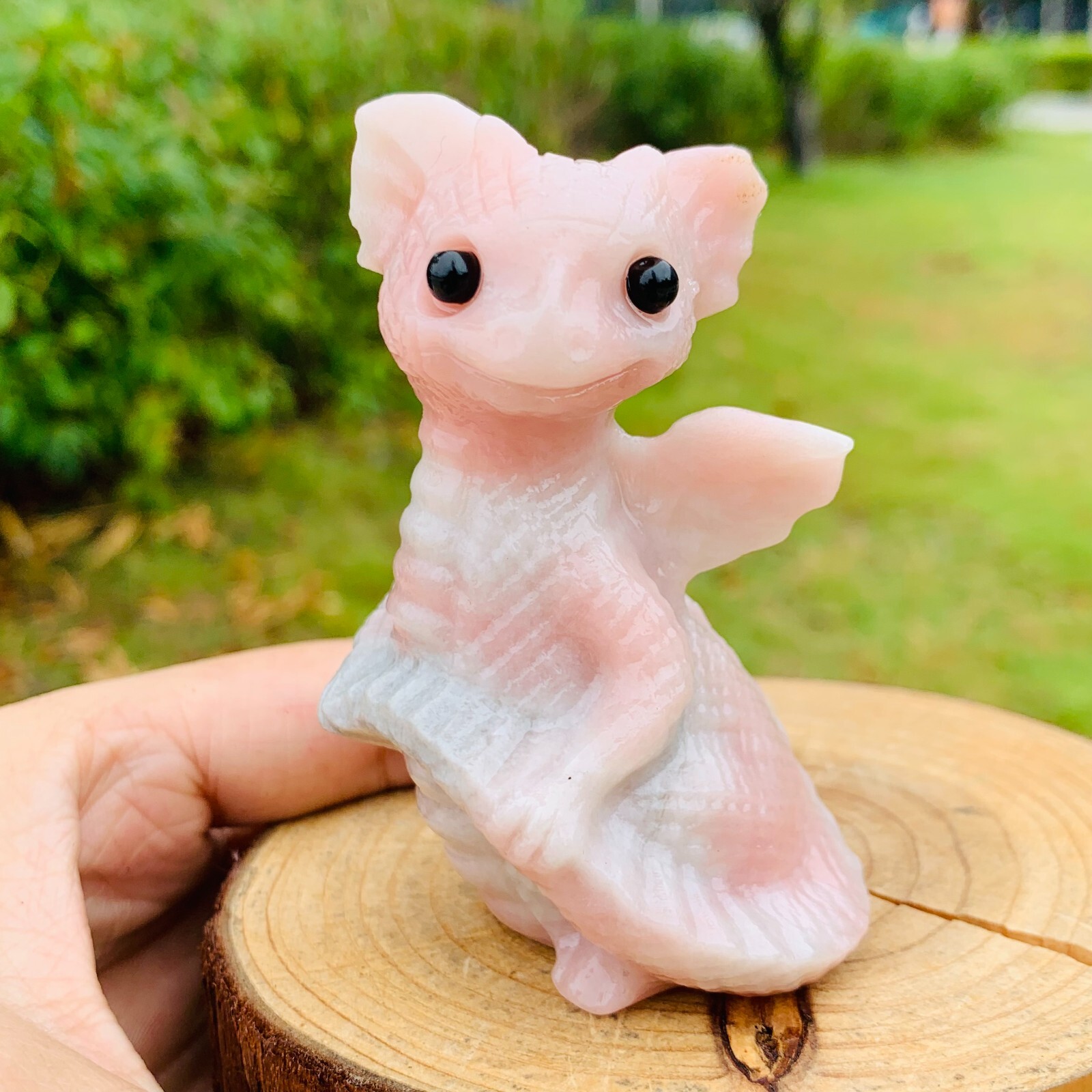 Natural pink opal Carved pterosaur Quartz Crystal Reiki Healing Gift random del