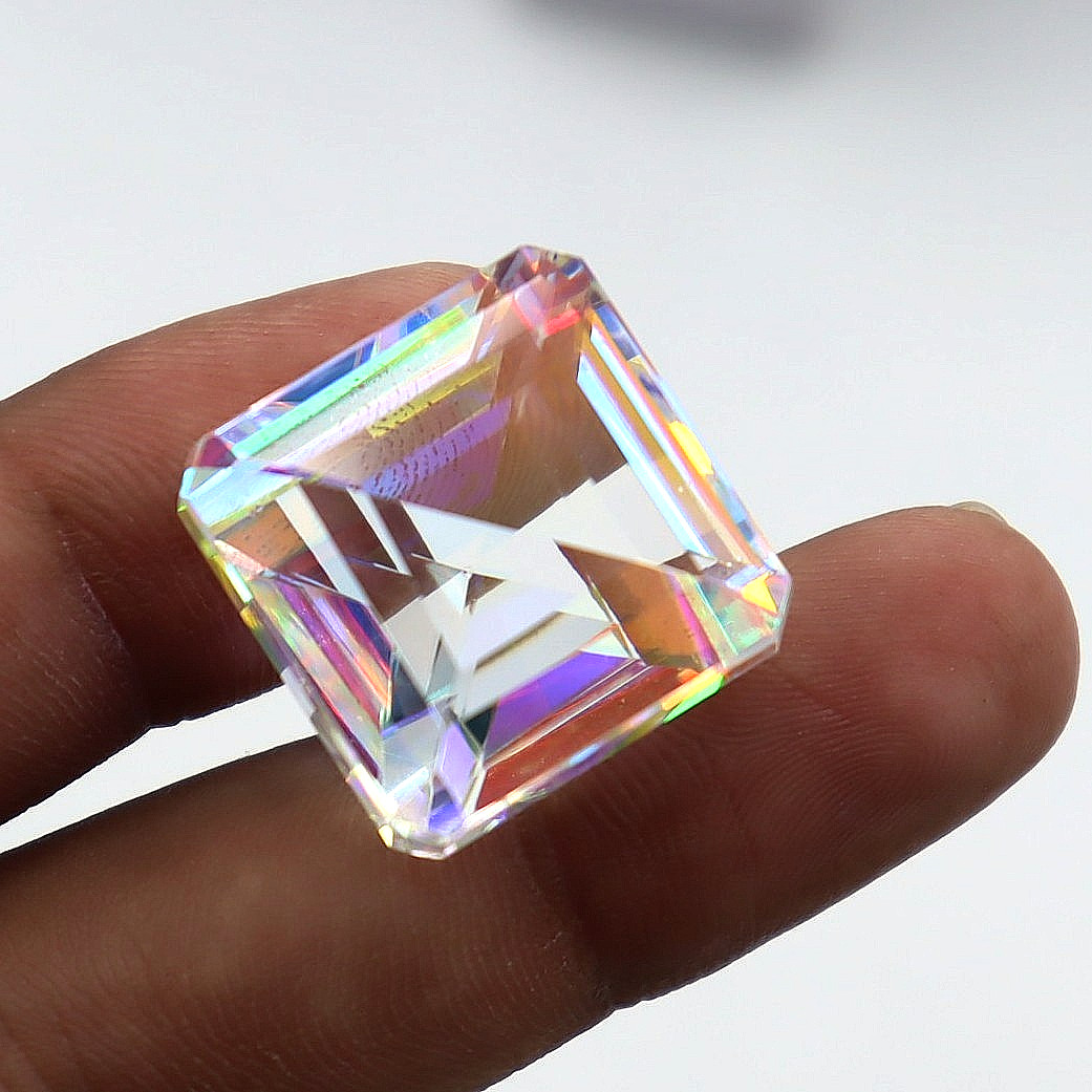 Rainbow Color Natural Mystic Topaz GGI Certified Radiant CUT Loose Gemstone 54Ct