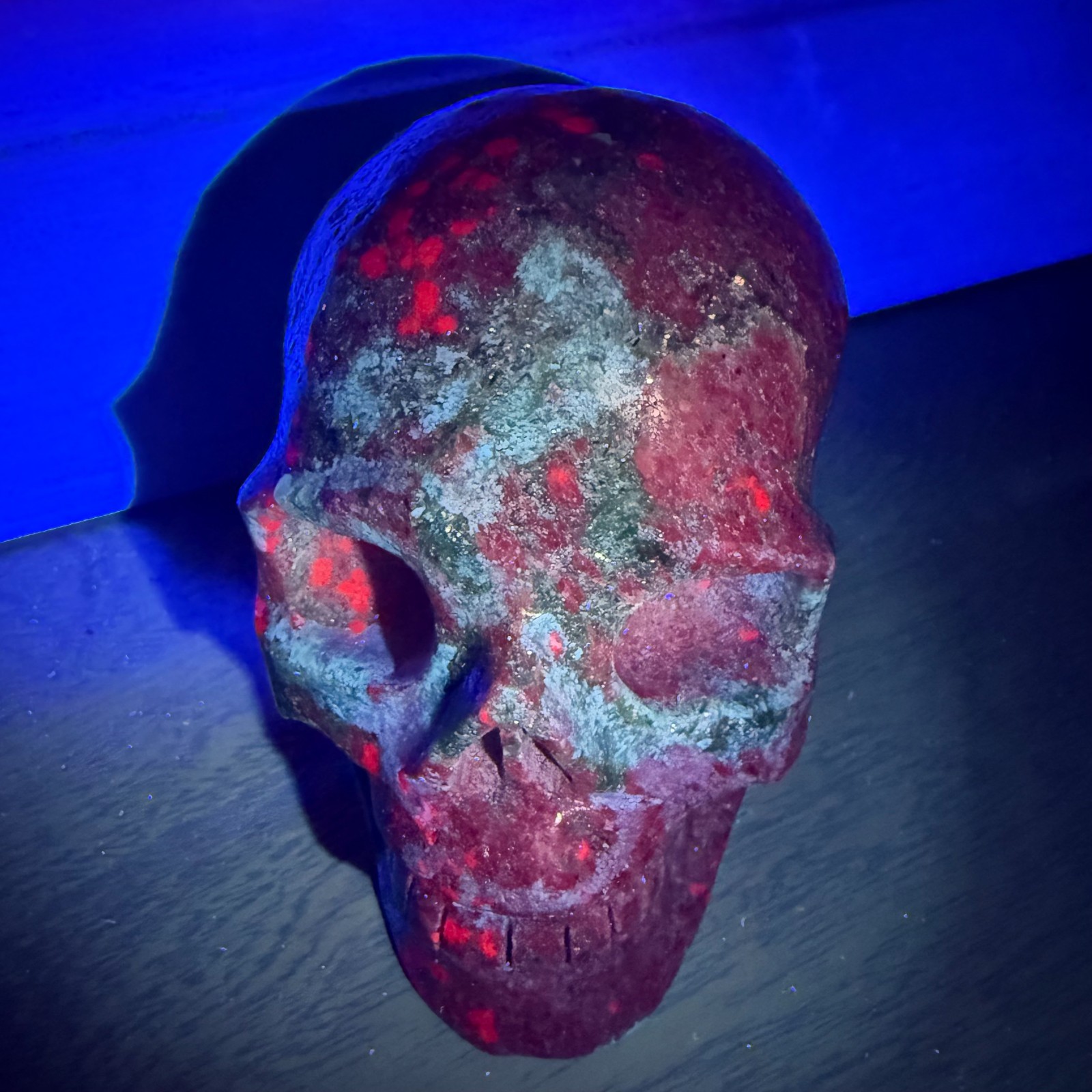 1016g Natural Ruby Sapphire Emerald Crystal Skull Mineral Healing