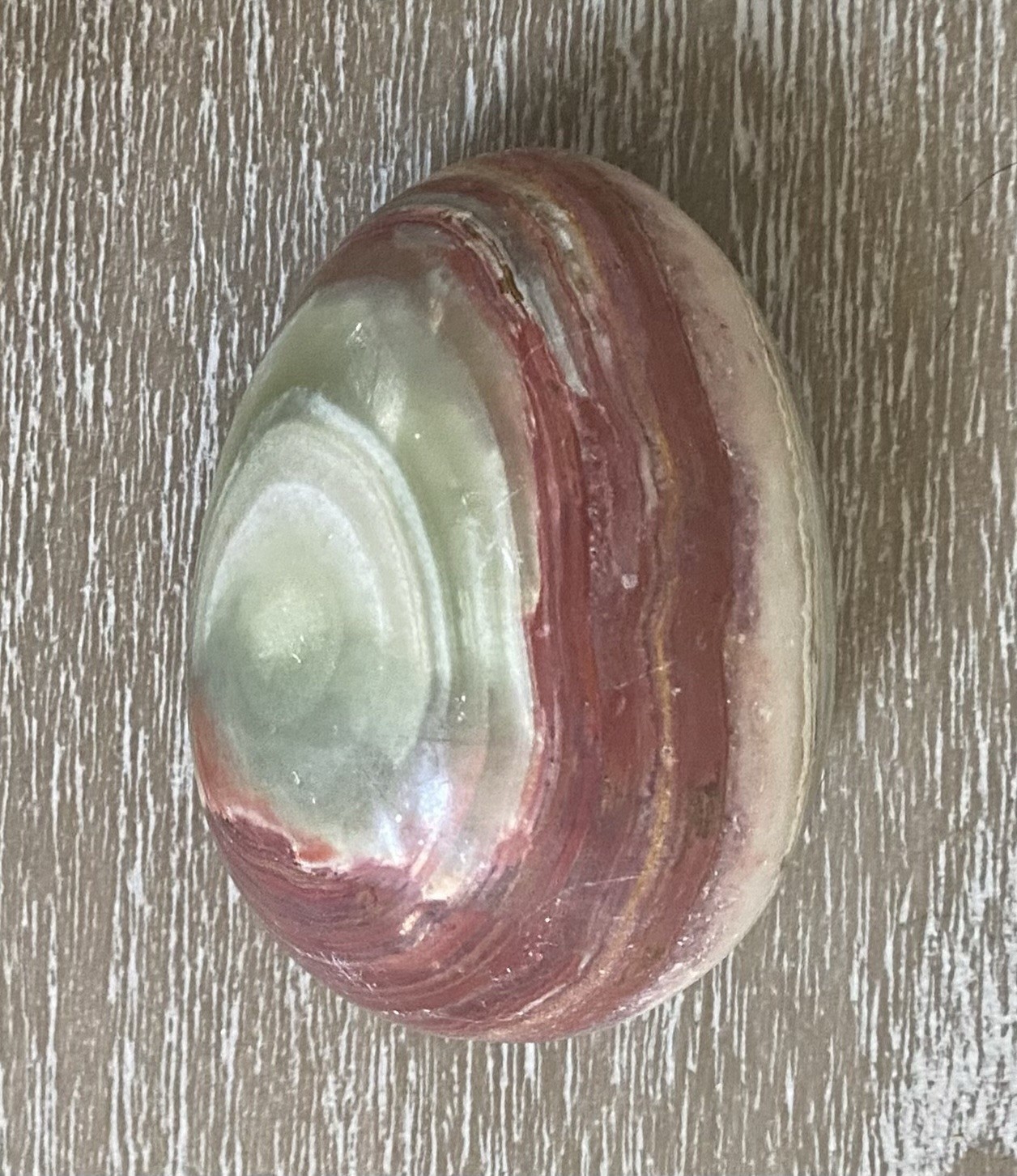 Natural Stone Carved Egg – Green / Dark Maroon / Beige Colored