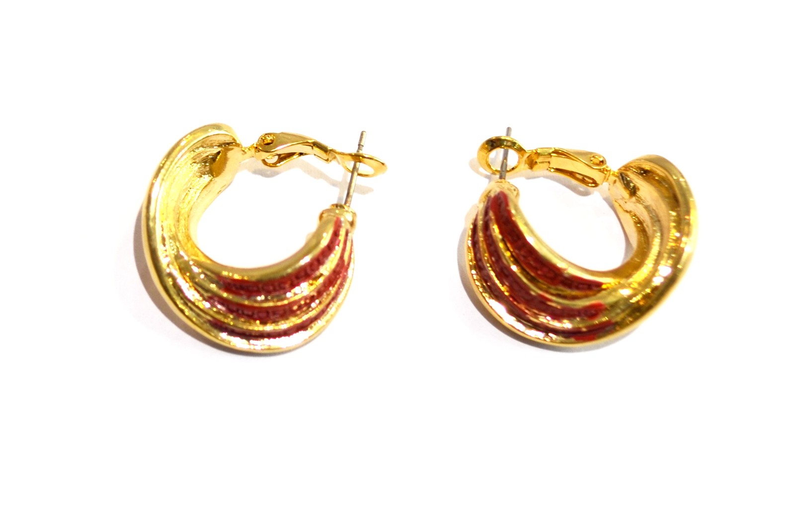 gold and red hoop earrings Jewelry