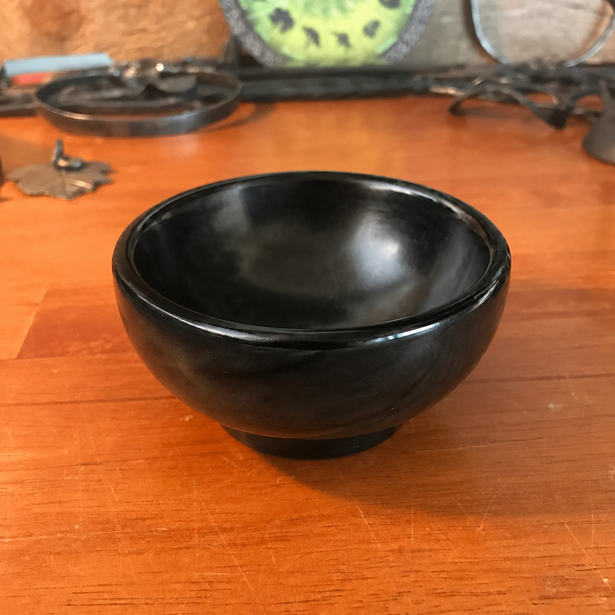 Natural Black Obsidian Bowl Scrying Mirror Wicca Altar Decor Metaphysical Gift