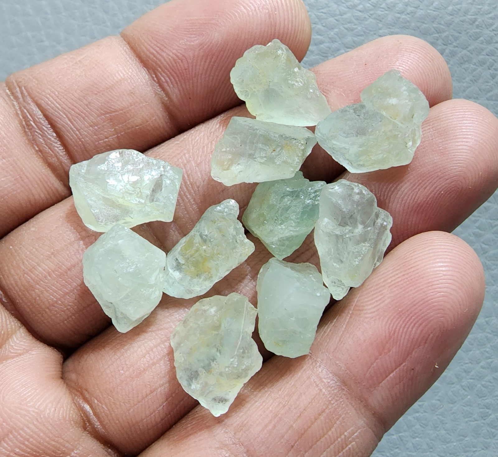 Aquamarine Rough Stones Lot of 10 Raw Natural Crystals 12-15mm Jewellery Making