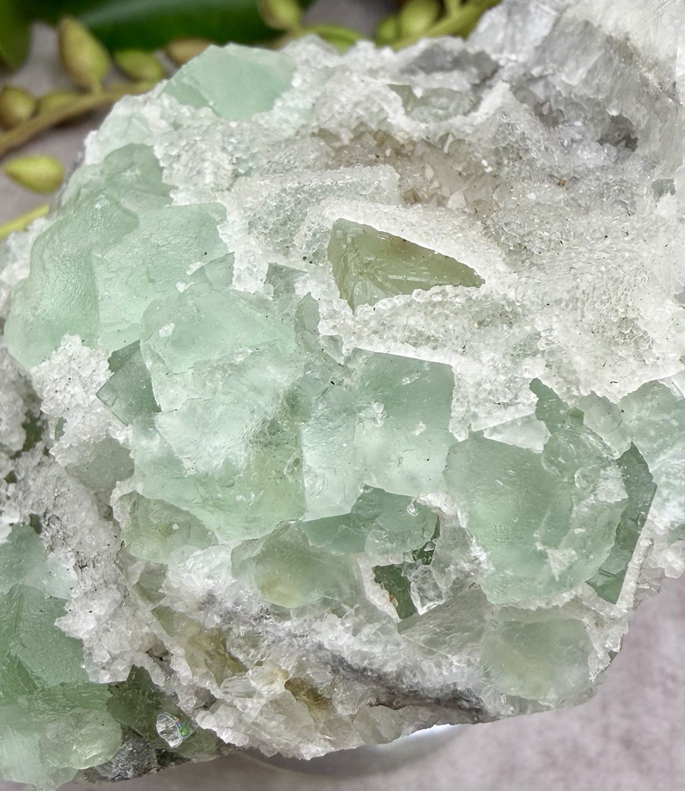Crystal 233g Quartz Sugar Green Fluorite Cube Specimen Mineral Cluster UV React