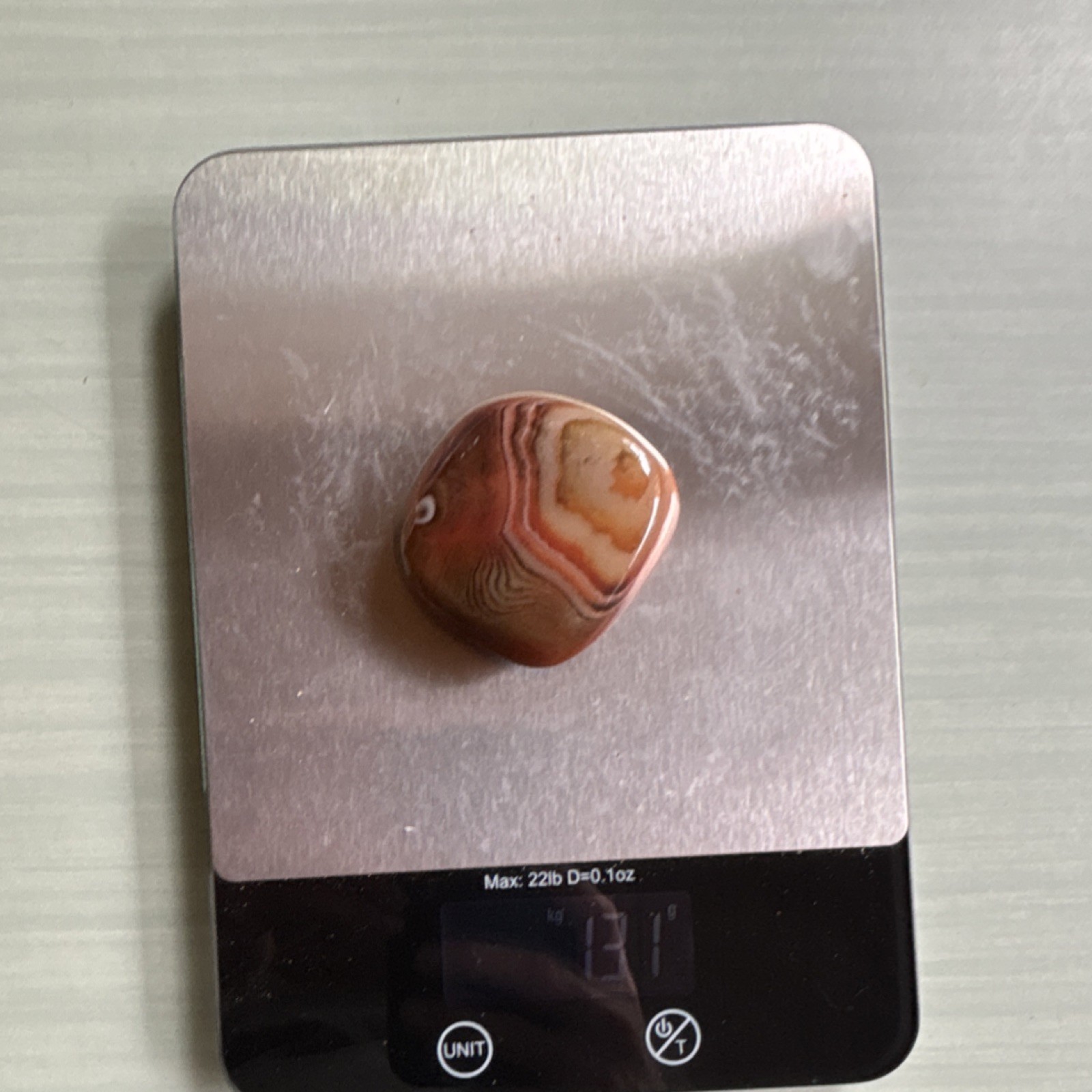 Agate Tumbled Polished Banded Multicolor Crystal Specimen 131g Collectible #3