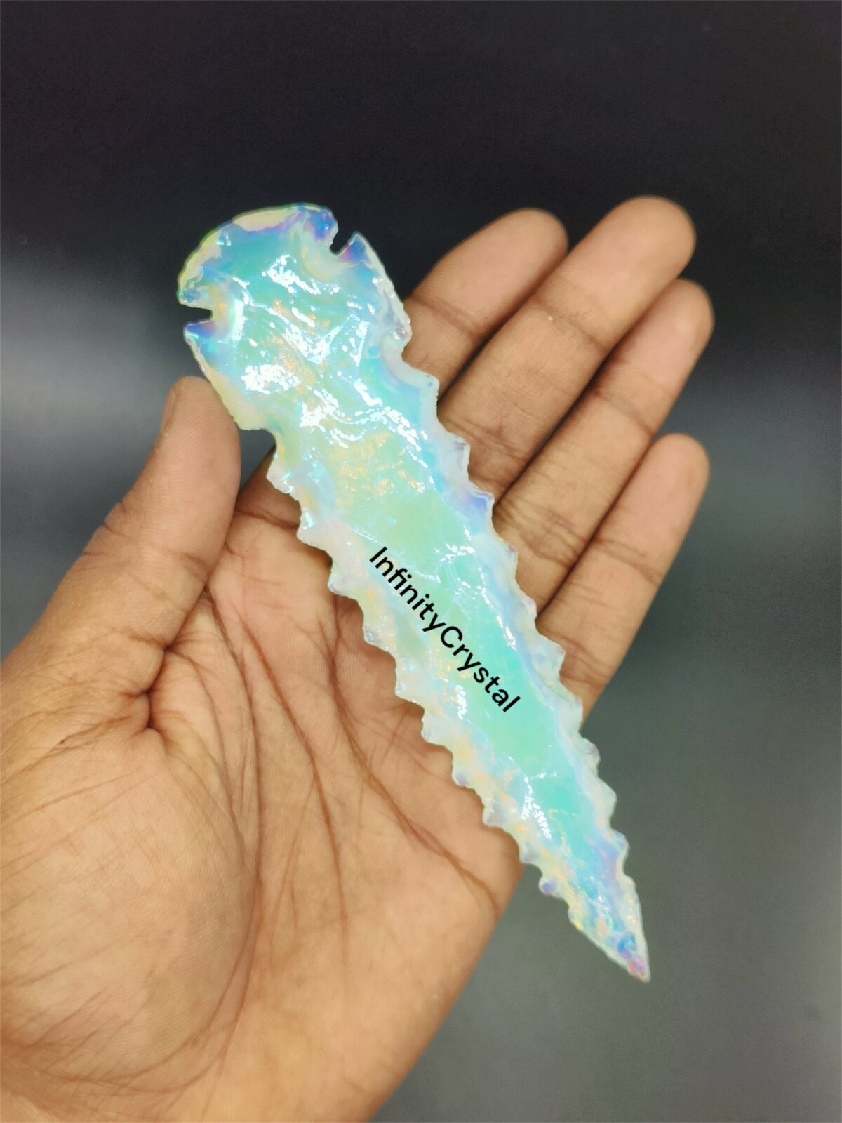 5.5–6” Angel Aura Arrowhead,Handcrafted Spearhead,Handmade Crystal Athame Blade.