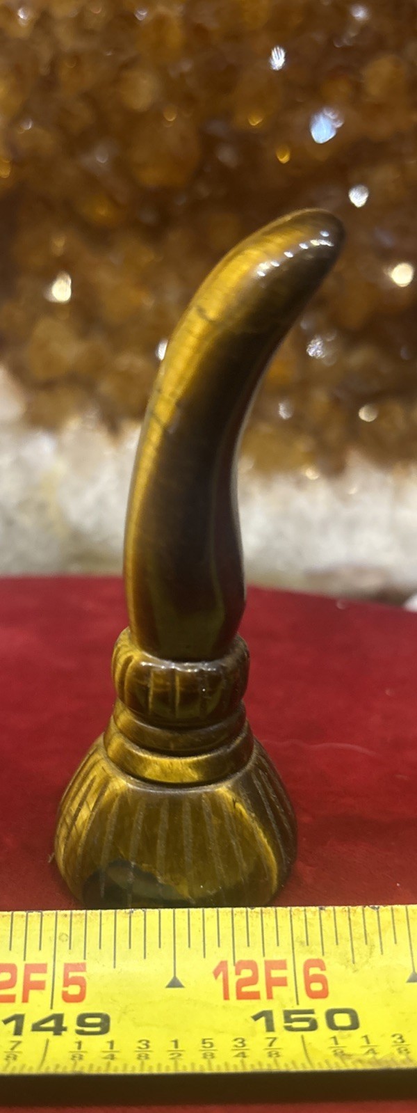 1pc Tigers Eye Magic Broom Carved Figurines Gem 2.8″