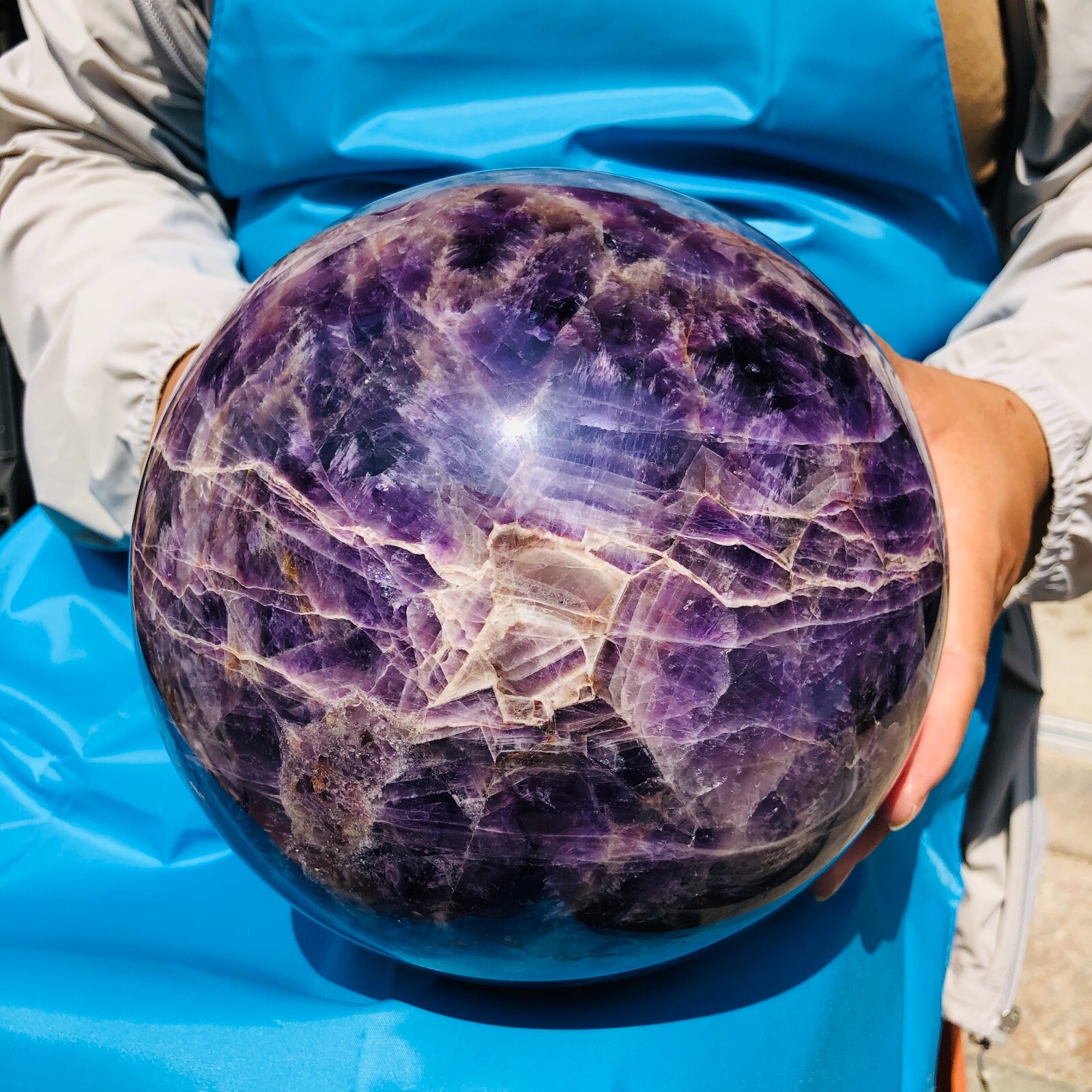 19.03LB Natural Dream Amethyst Sphere Quartz Crystal Ball Specimen Healing