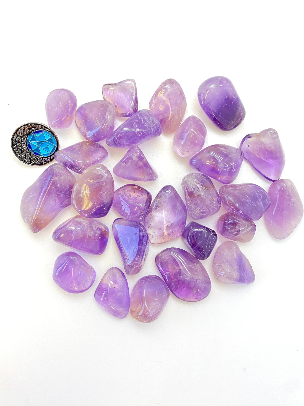 Bolivian Amethyst Tumbled Stone, Polished Natural Amethyst Crystal from Bolivia
