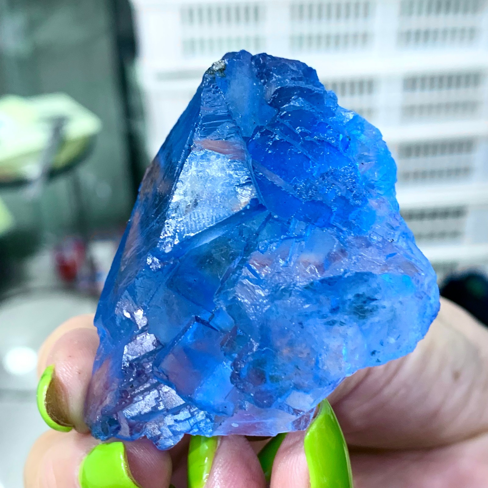 98G Rare transparent blue fluorite cubic mineral crystal sample/China