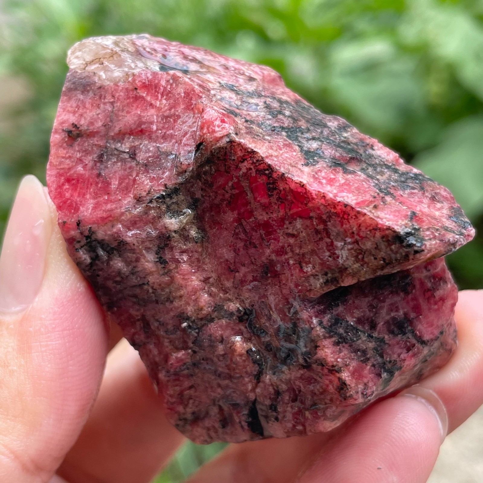 135g Small Raw Ore Red Black Rhodonite Quartz Gemstone Mineral Specimen