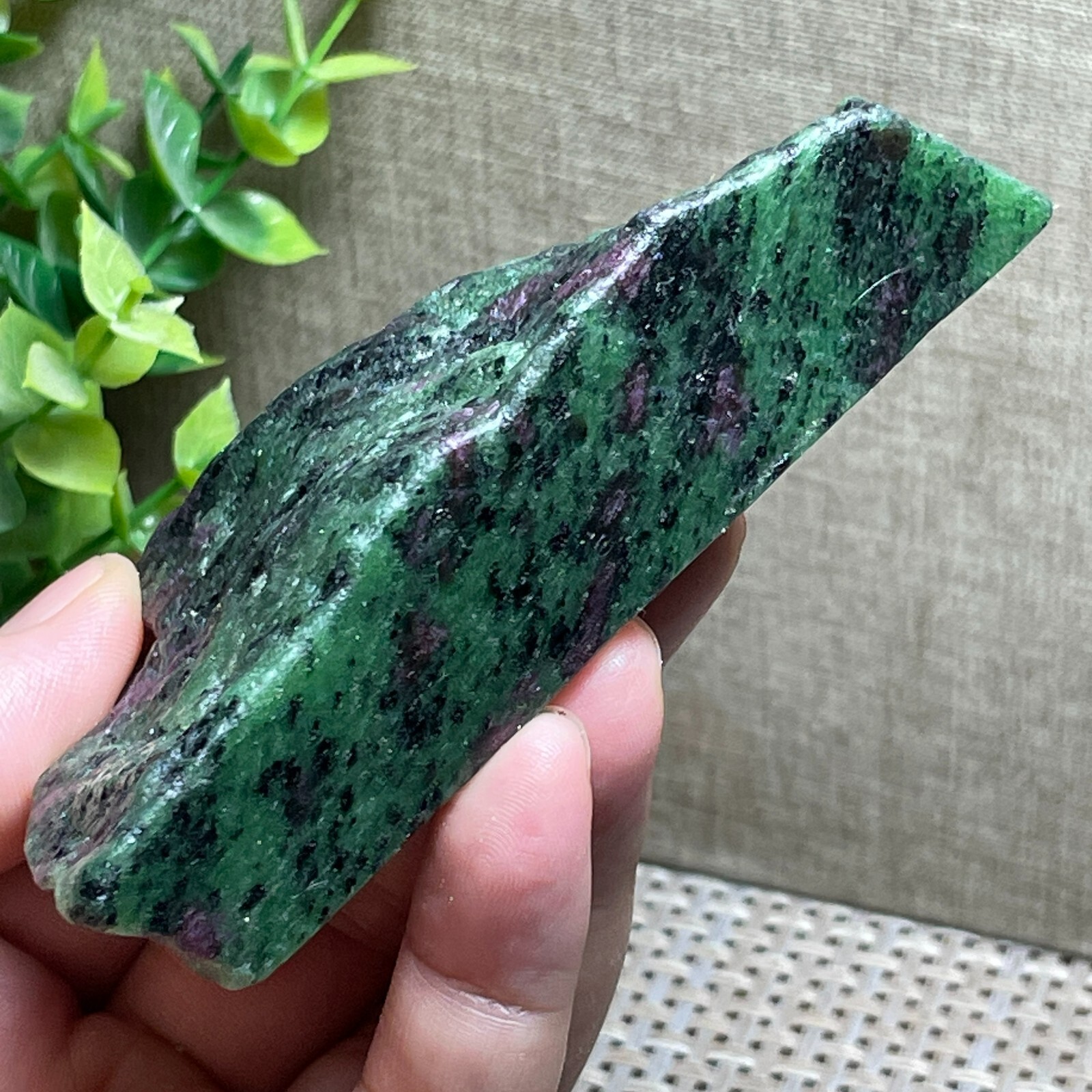 Red Ruby green zoisite stone Rough Rock original specimen 204g A54