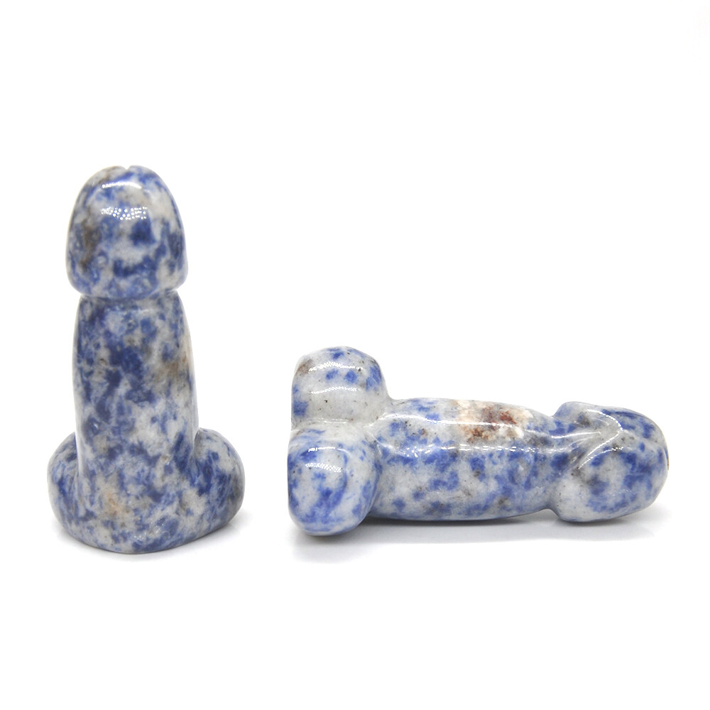 2″ Penis Figurine Natural Quartz Crystal Health Carved Dick Testicle Massage 1PC