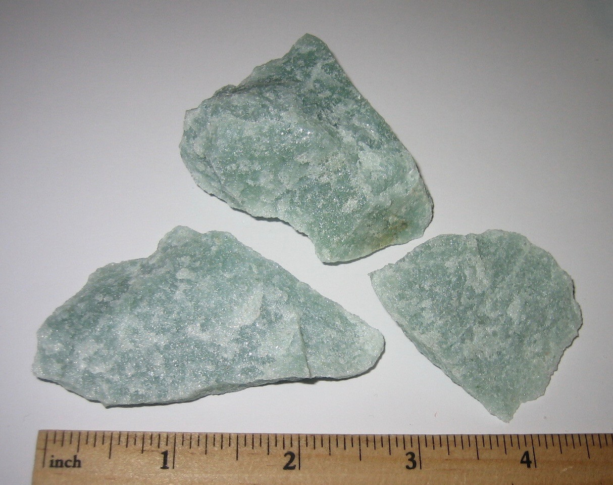 3 NATURAL ROUGH 1.6″- 2.7″ GREEN AVENTURINE QUARTZ STONE MINERALS GREECE 118g *2