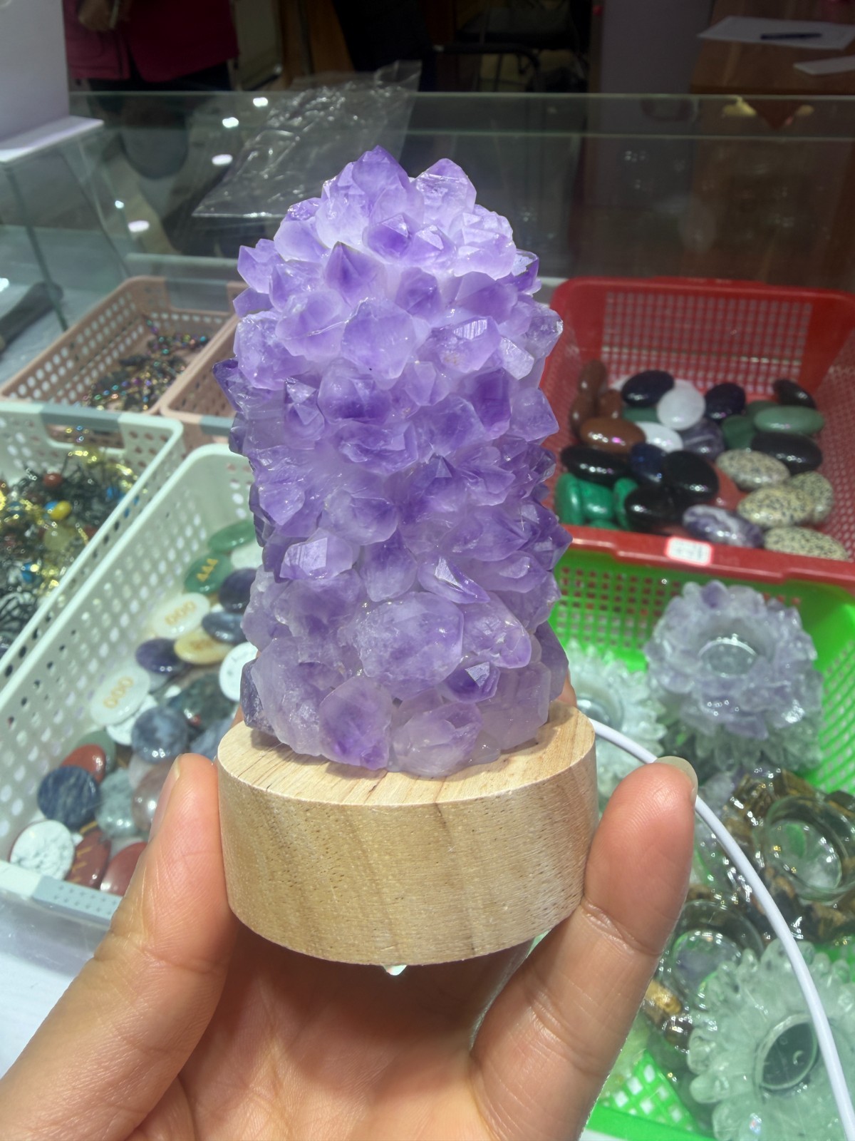 1pc natural amethys Crushed stone Quartz Crystal DIY USB Night lamp energy
