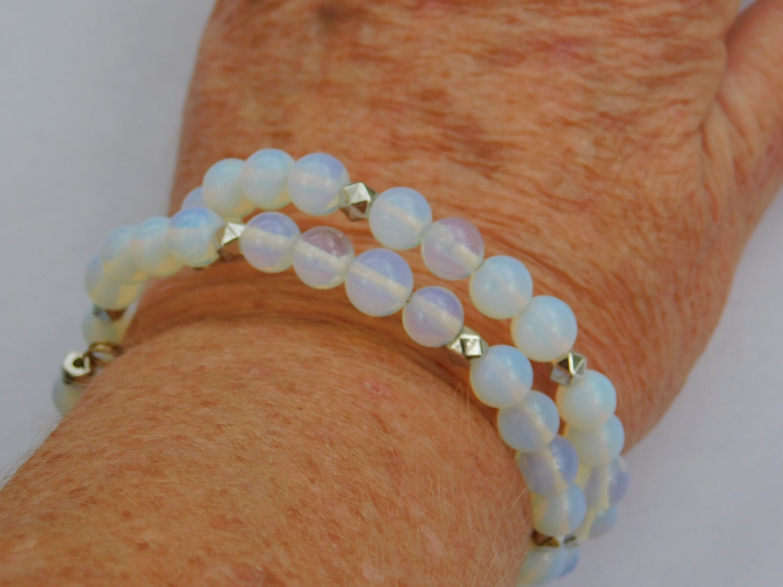 Opalite Wrap Bracelet Natural Crystals w/ Memory Wire Reiki Healing