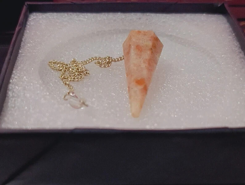 Genuine Sunstone Pendulum, Sunstone Dowsing Pendulum, Crystal Pendulum