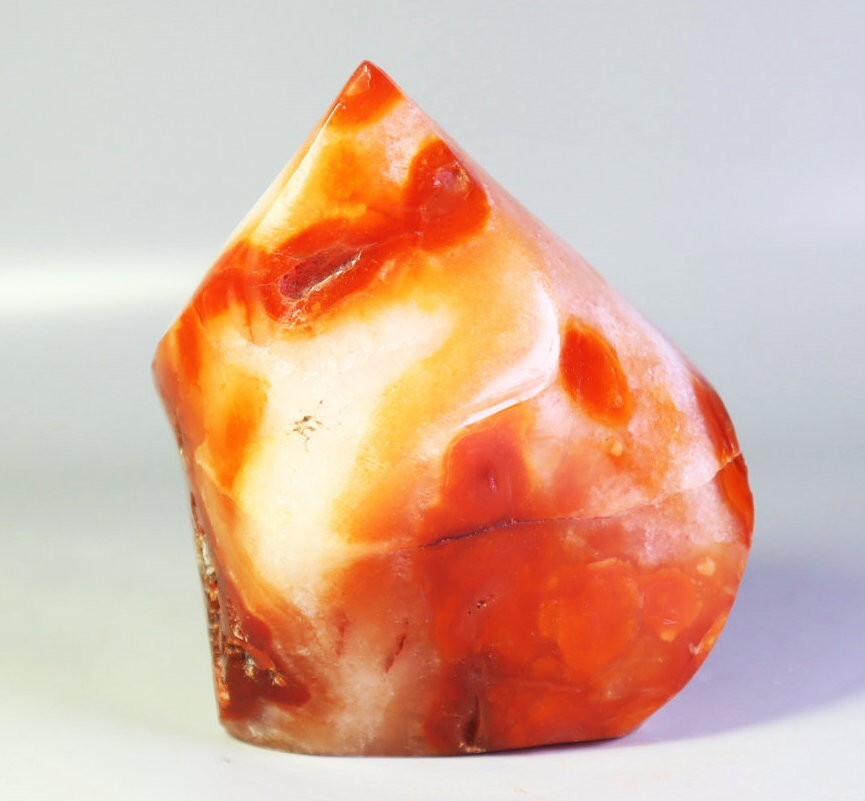 370g Natural Red Orange Carnelian Agate Stone Quartz Crystal Flame Freeform