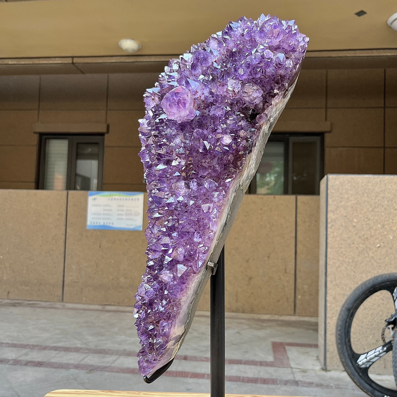 29.8 lb Natural Amethyst Cluster w/ Metal Stand Crystal Mineral Specimen
