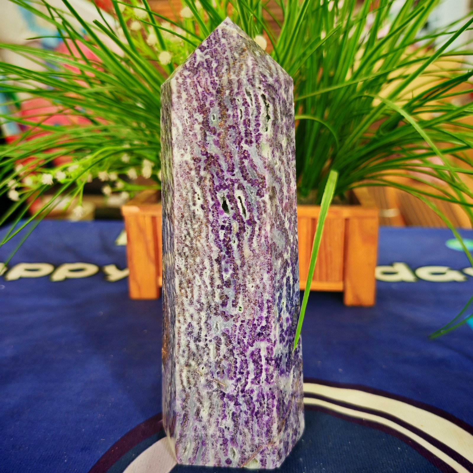 3.41LB Polishing and healing of natural colored fluorite crystal tower 1550g