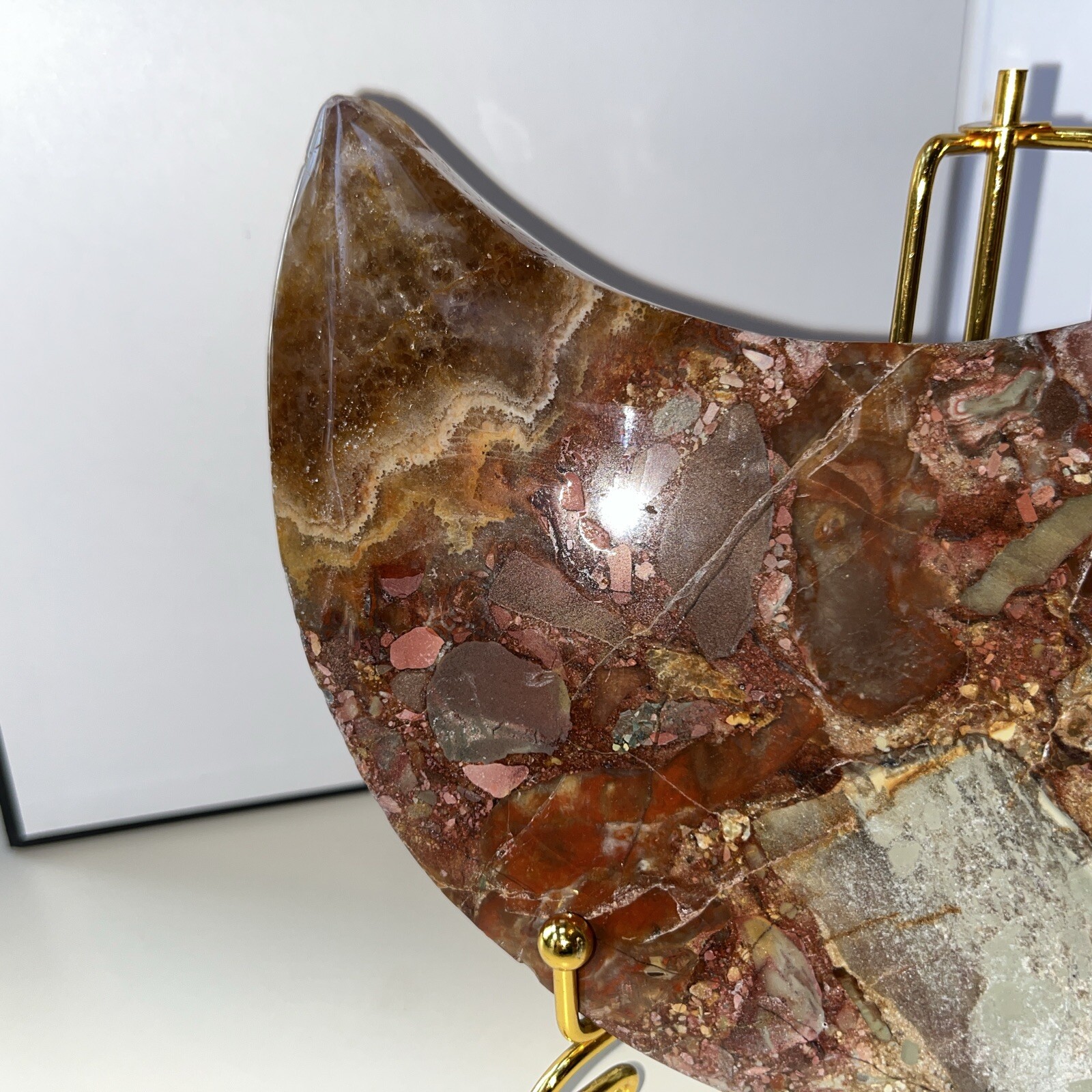 Amethyst Mixed Material Moon With Stand