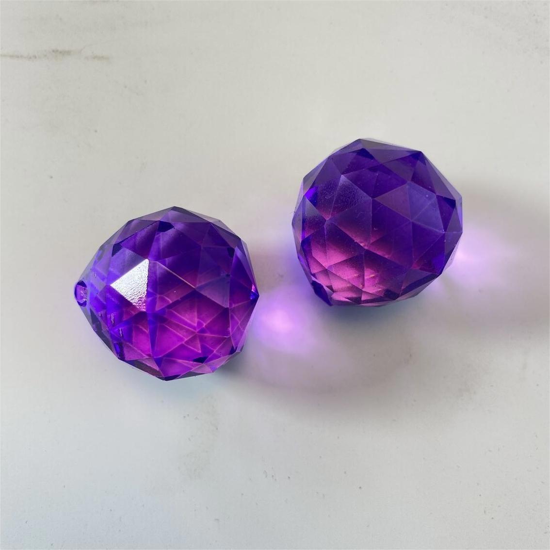 2PC 30MM Fengshui Faceted Prism Rainbow Ball Crystal Hanging Suncatcher Decor