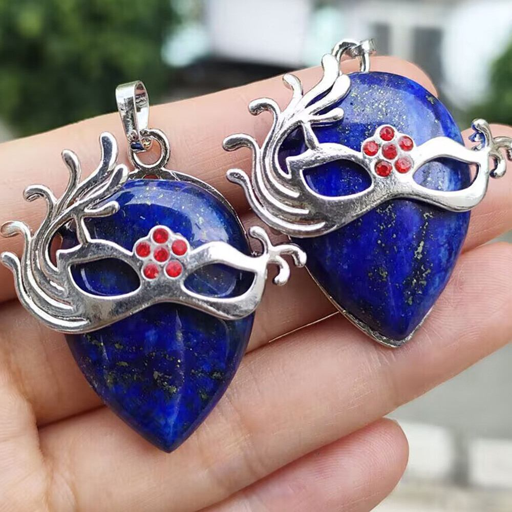 Fashion Masquerade Mask Pendant Crystal Quartz Stone Reiki Healing Amulet