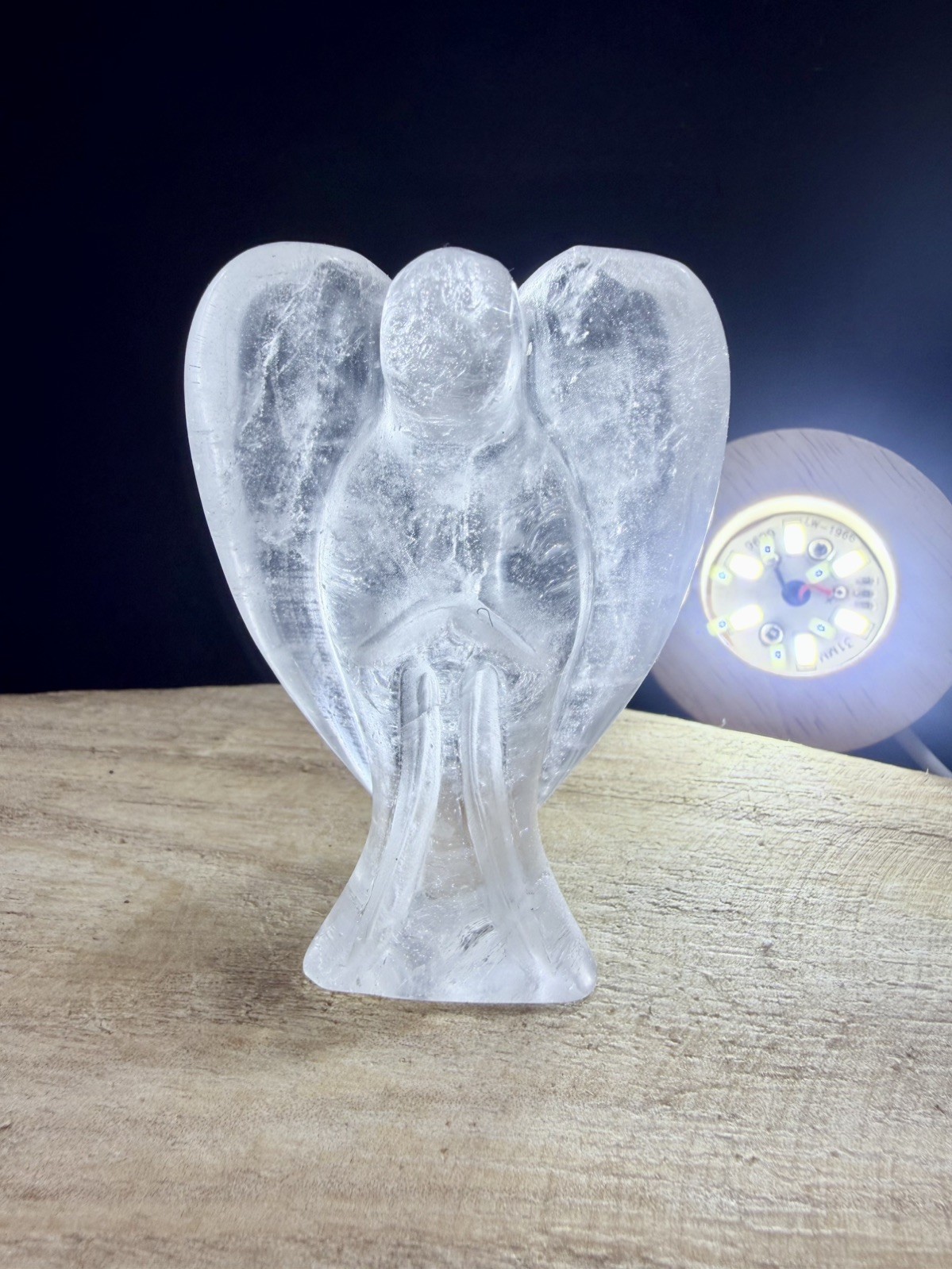 Crystal Clear Quartz Angel Simple Carving spiritual Heal display 7.8cm 116g