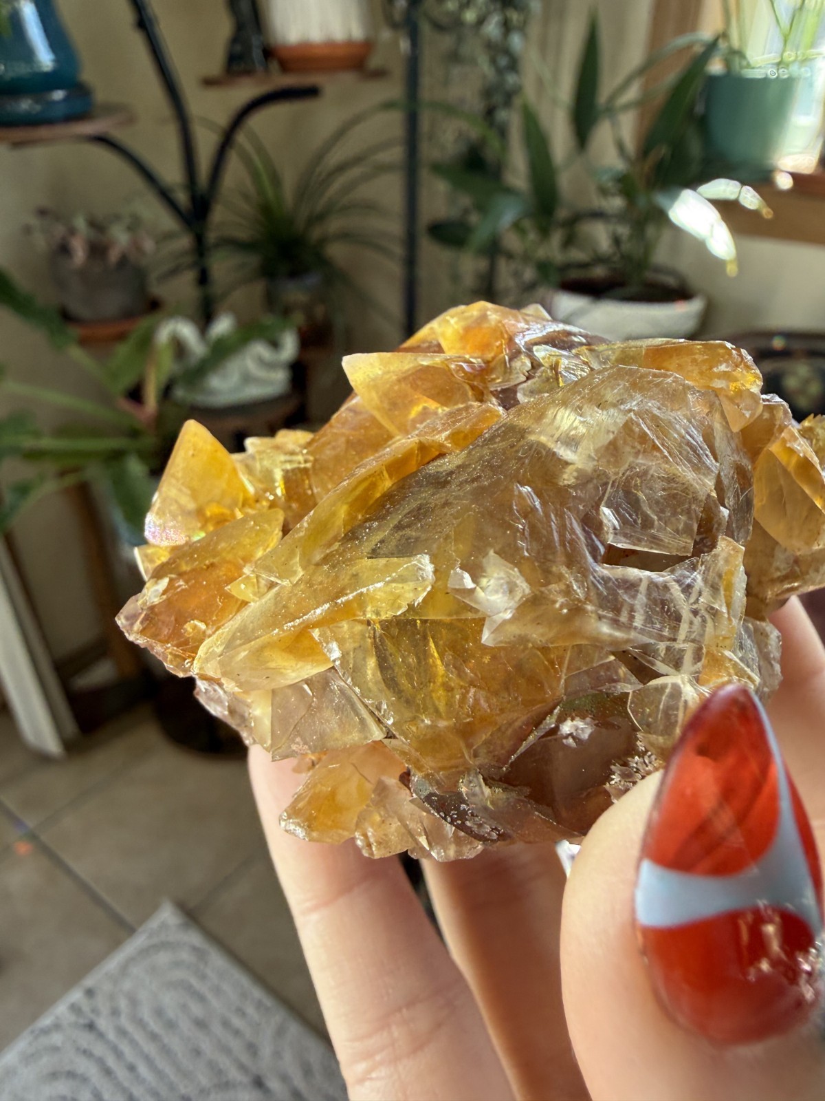 Rare Iridescent Orange Calcite Crystal Cluster – Hengyang, Hunan, China – 7.05oz