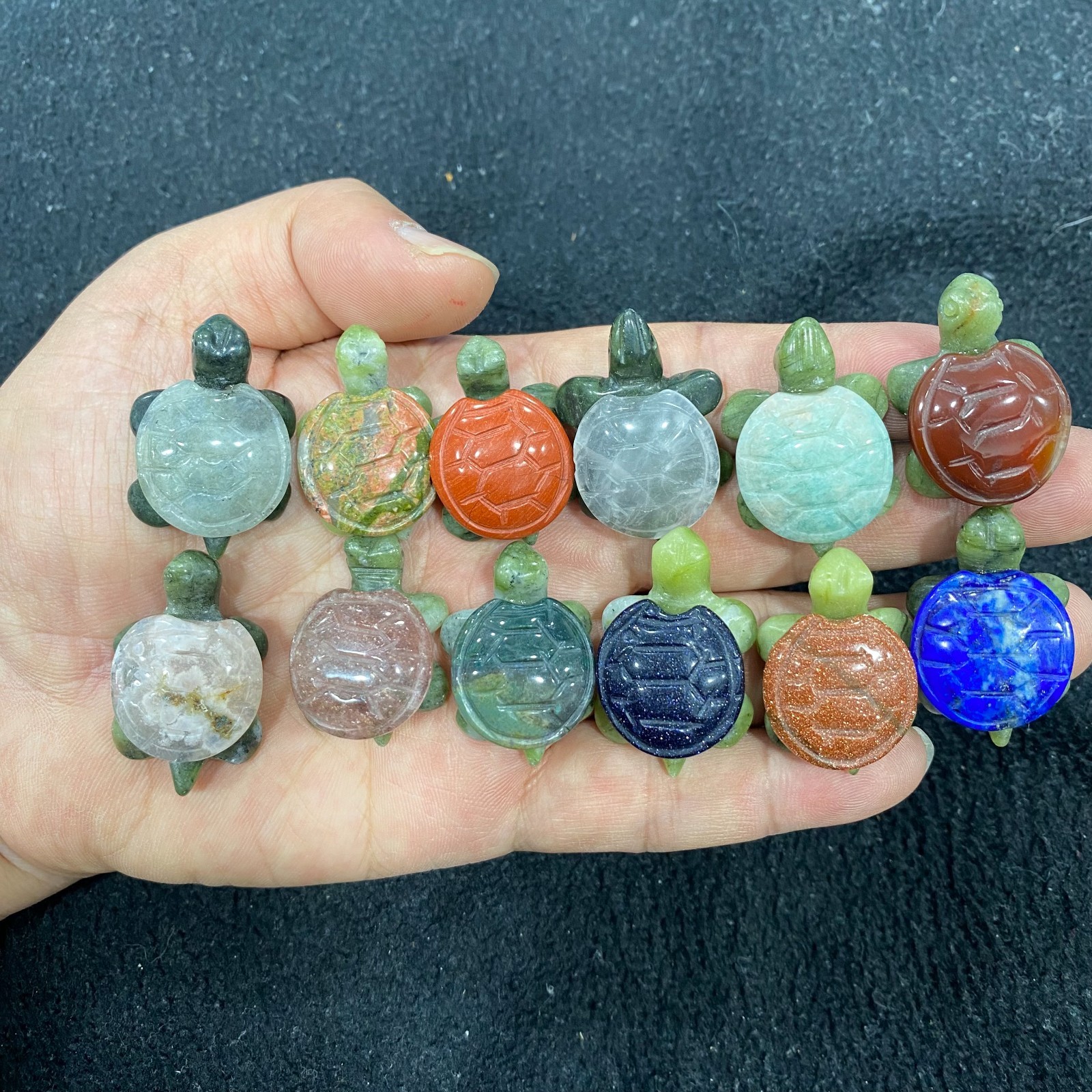 5pc Natural mix Quartz hand Carved Mini Sea turtle crystal Reiki healing gift