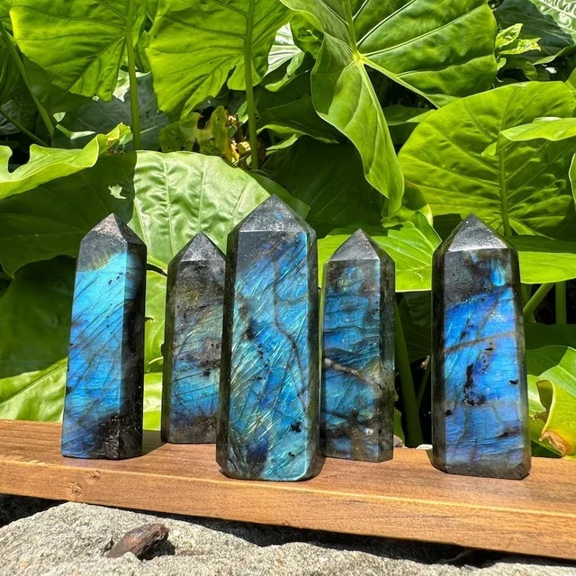 Natural A+ Labradorite Tower Point Hexagon Wand Obelisk Healing Stone Mineral