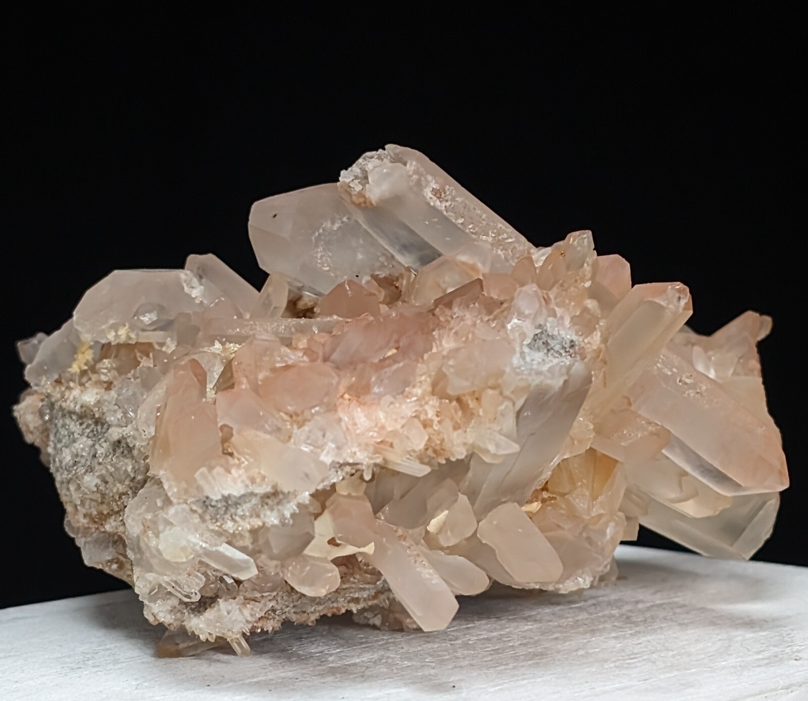 Clear Quartz Cluster Pink Peach Crystal Chakra Specimen Gemstone Mineral Reiki
