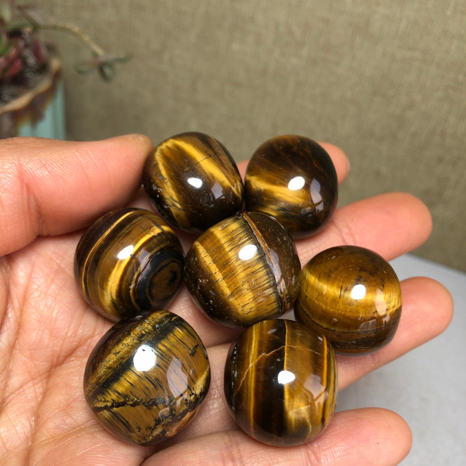7pcs Natural yellow tiger eye semi-precious Crystal specimens 118g A3569