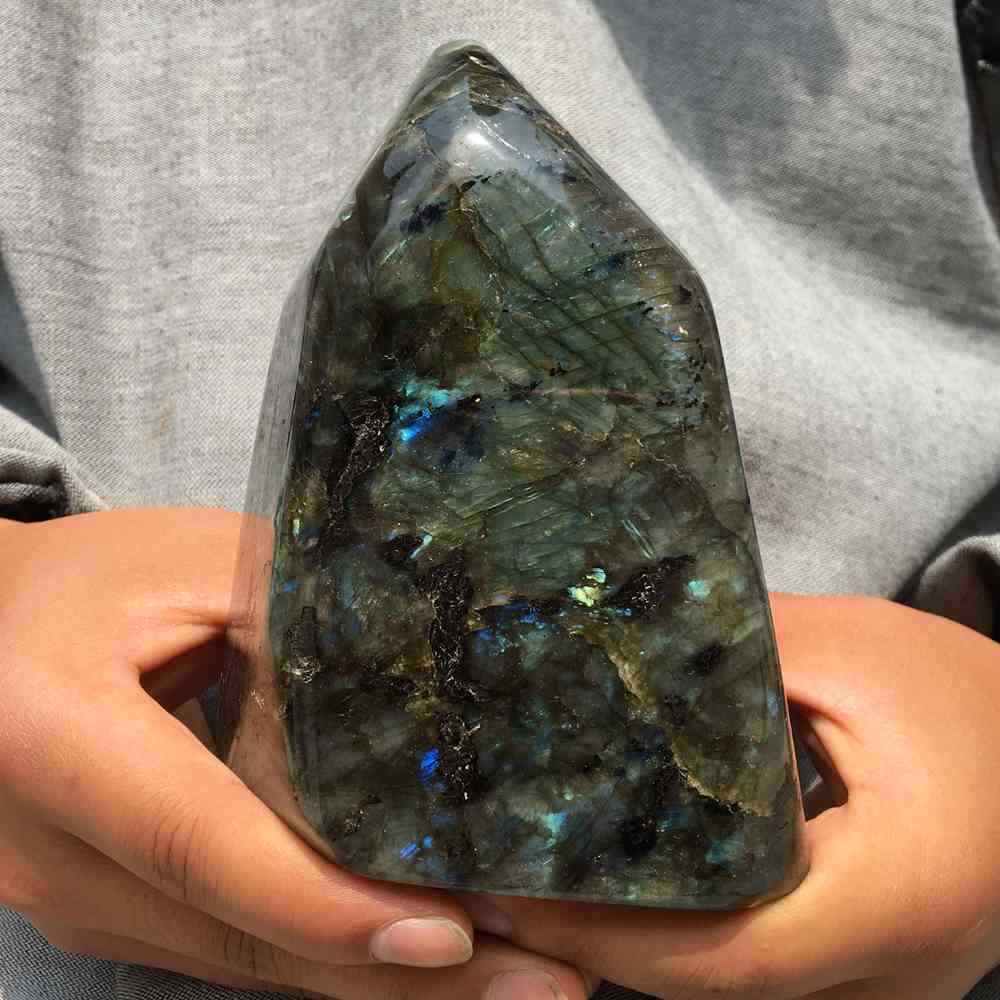 3.03LB Natural Labradorite Quartz Crystal Spectrolite Mineral Specimen Healing