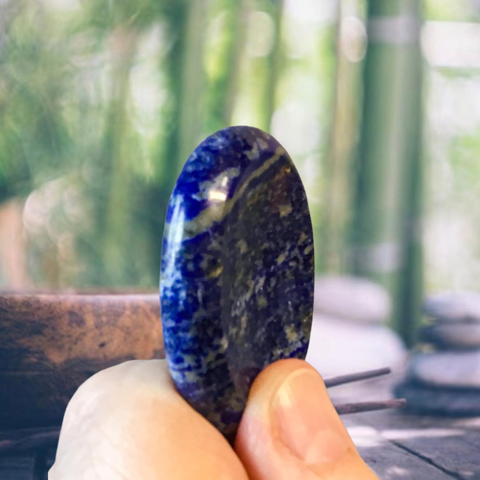 3PCS Natural Lapis Lazuli Worry Stone Healing Crystal Palm Polished Gemstone