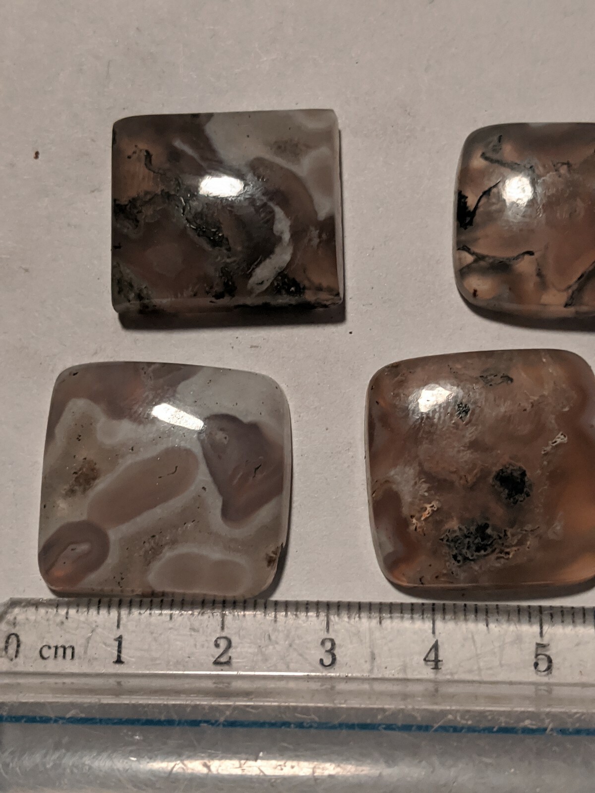 5pcs Square Solar Moss Agate Cabochons Eyeballs Cabs Polished Bulk Wholesale