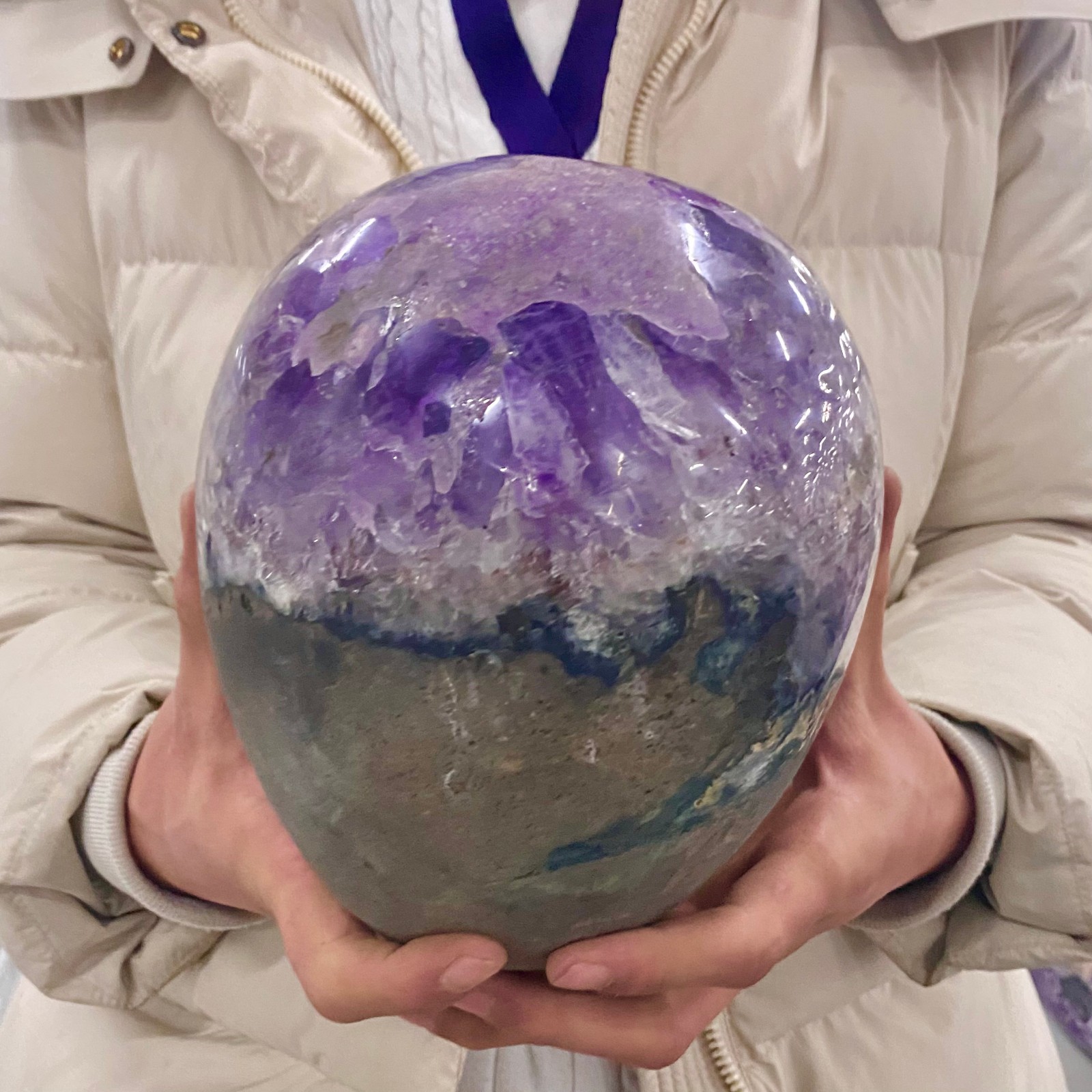 12.34LB Natural Amethyst geode quartz cluster crystal specimen energy healing