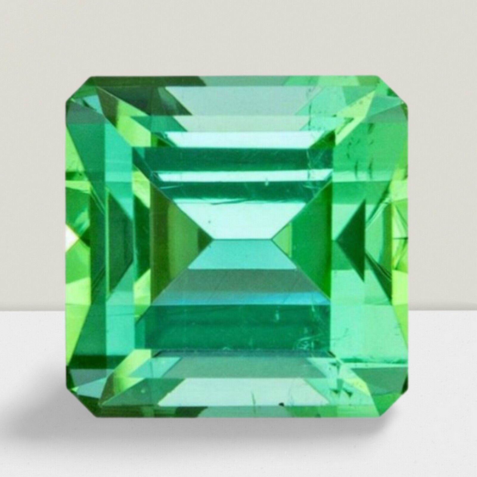 Green Tourmaline Asscher Cut Gemstone 0.61 Cts – 5 mm Lustrous Loose Gem