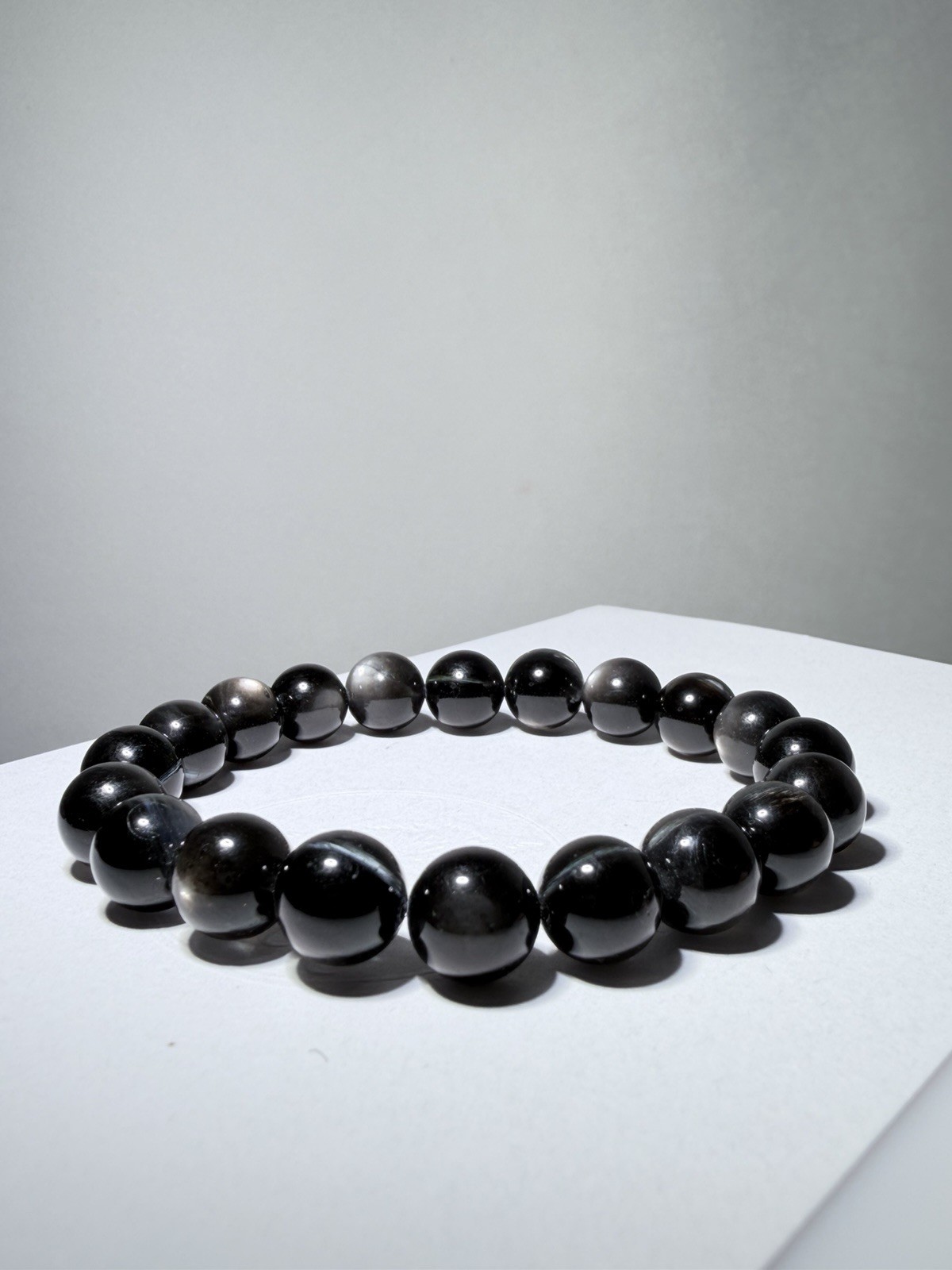 HQ Rare Natural Flashy Black Devil Aquamarine Bracelet