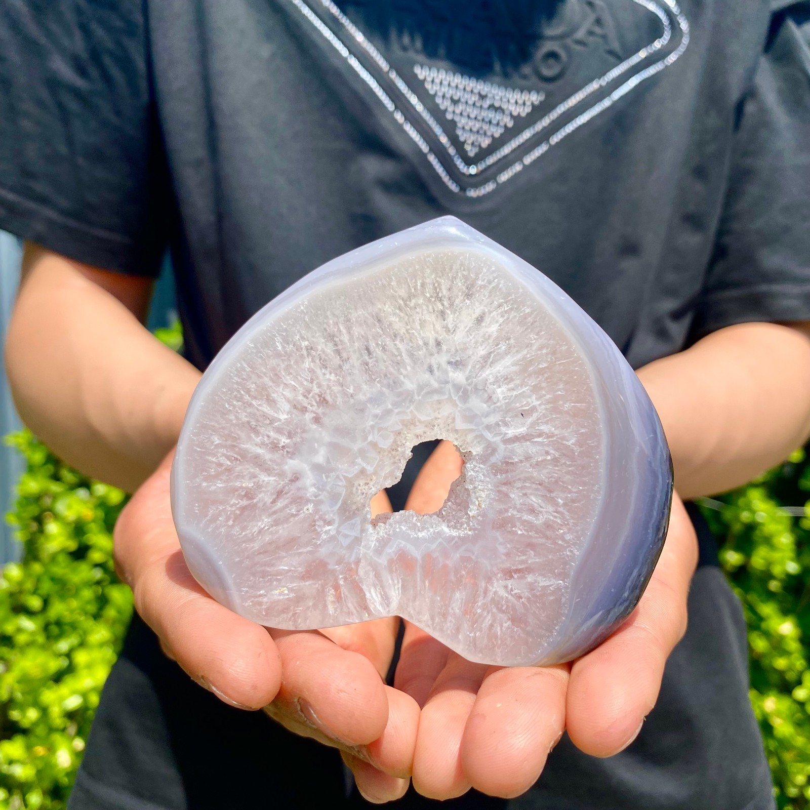 155G Natural Beautiful Agate Geode Druzy Slice ExtraLarge Gemstonev