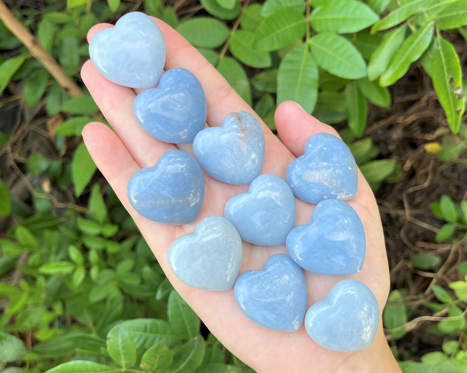 Angelite Heart, 1″ (Natural Blue Angelite Crystal Hearts, Puffed Stone Heart)