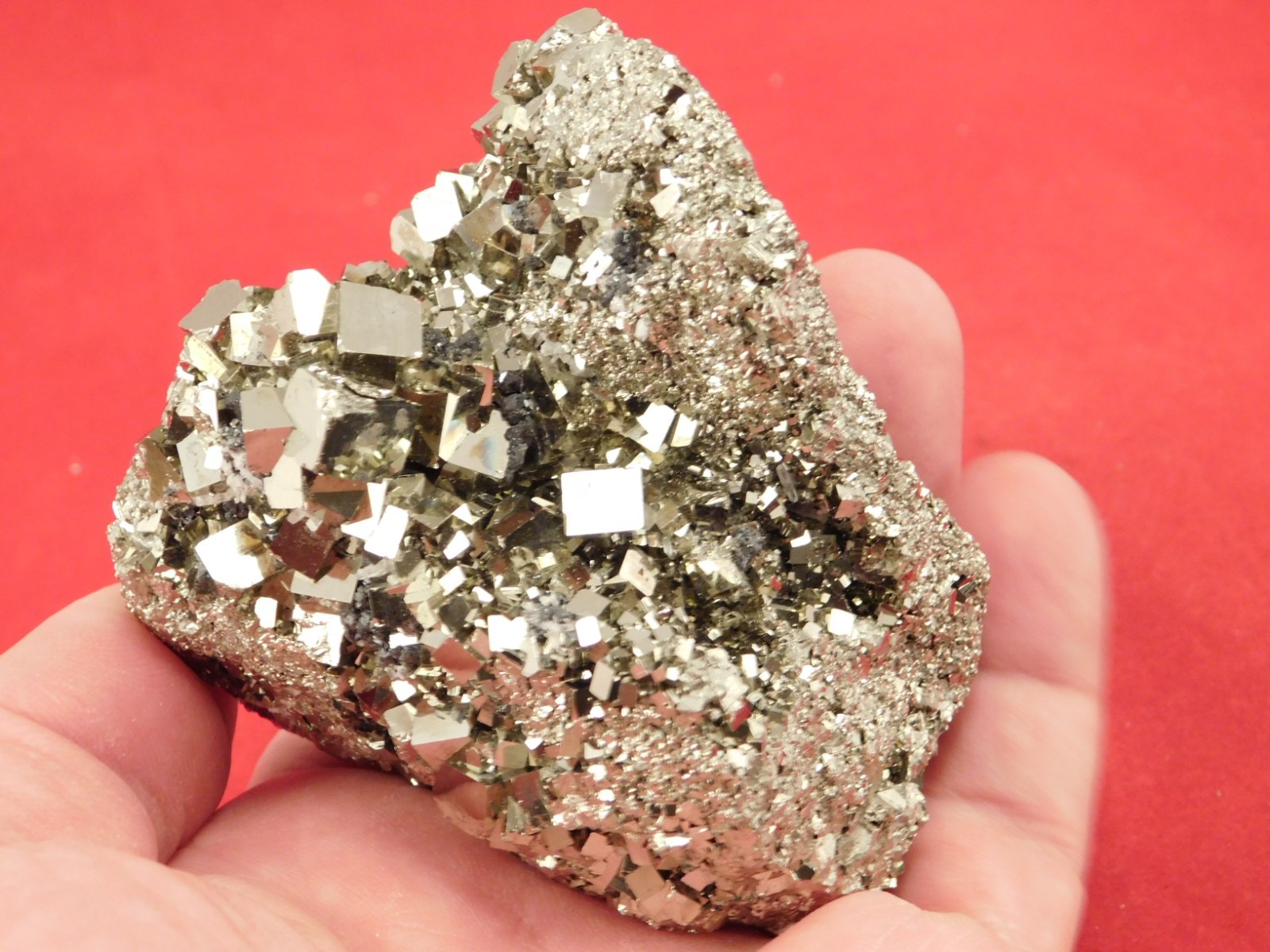 wOw! LARGER! Nice and 100% Natural Pyrite CUBE Cluster Peru 529gr