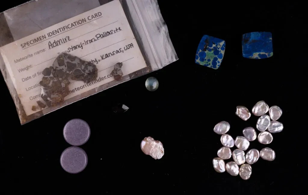 Lot of Tourmaline, Pearl, Meteorite Specimen & Vintage Stones