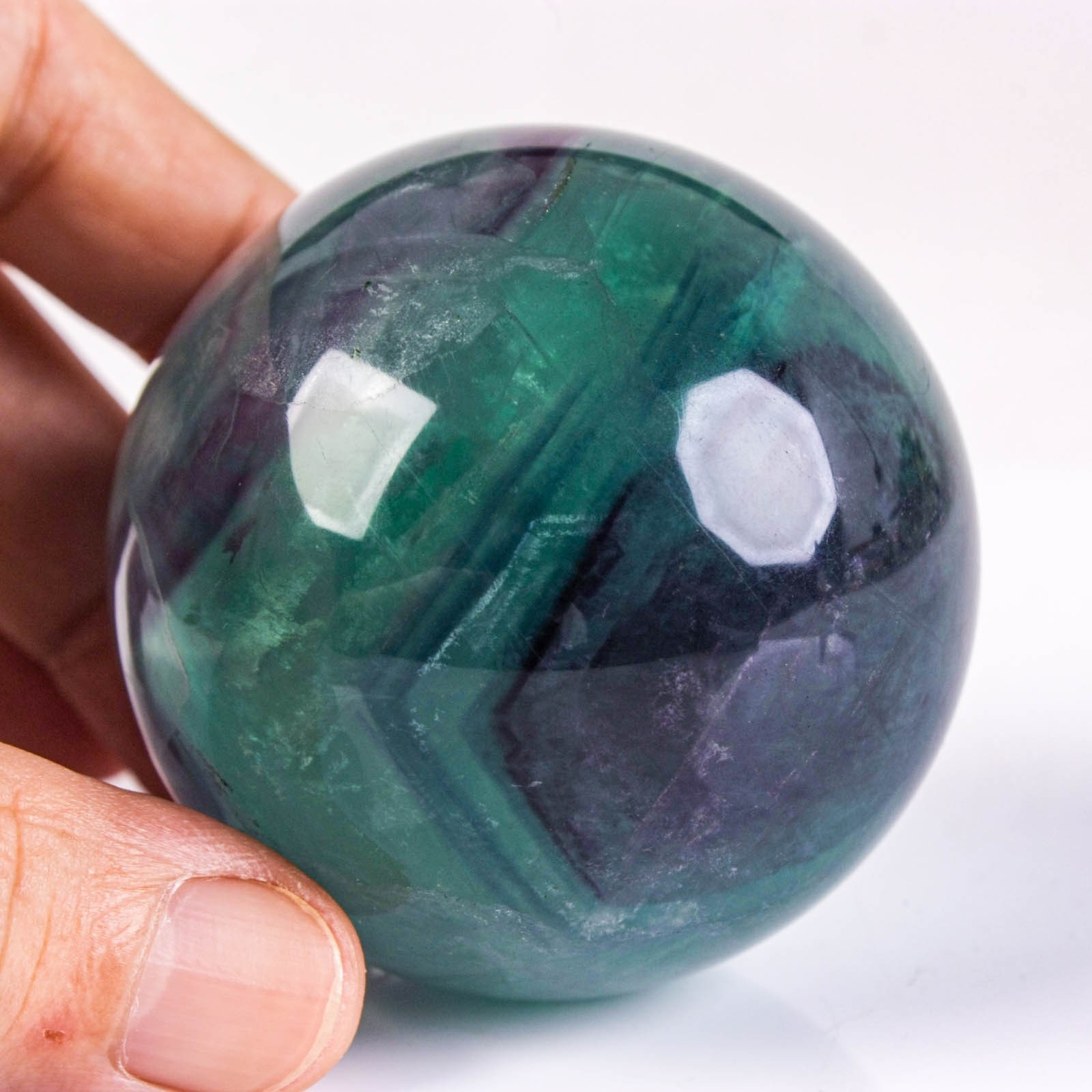 2.2″ 11.3oz Rainbow Fluorite Sphere Crystal Ball Natural Banded Mineral Specimen