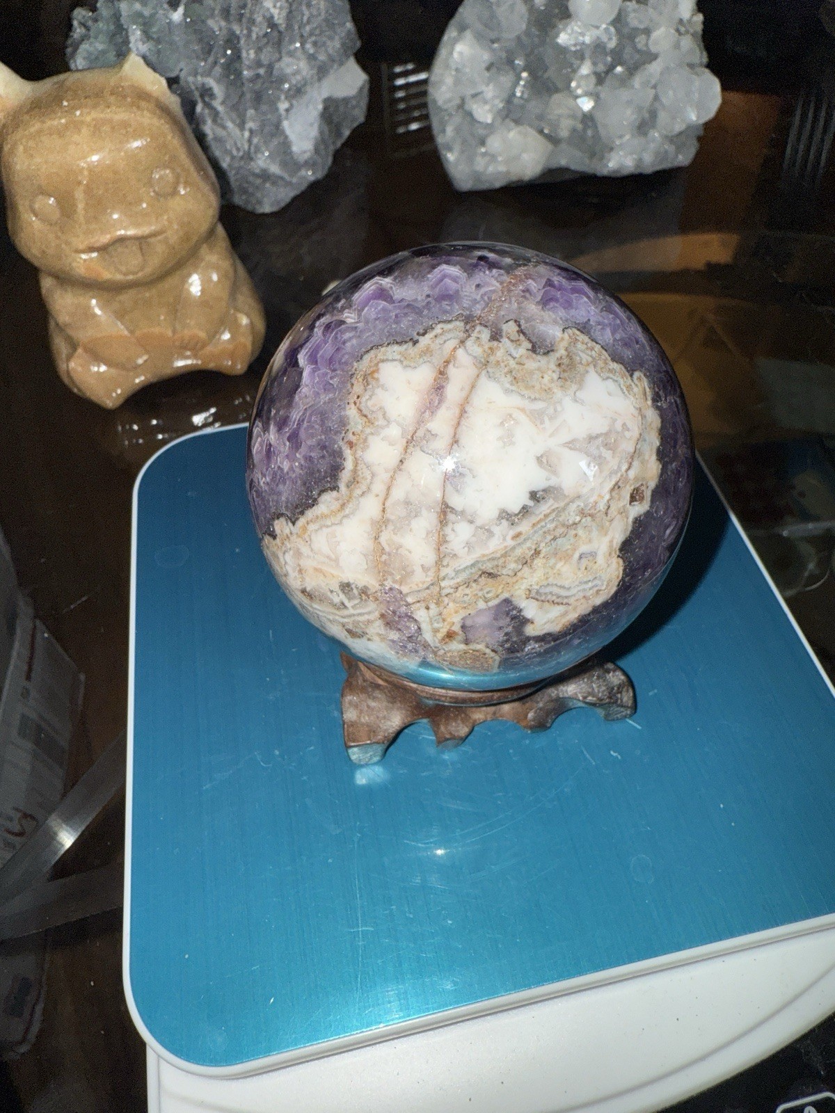 Chevron Amethyst Crystal Sphere