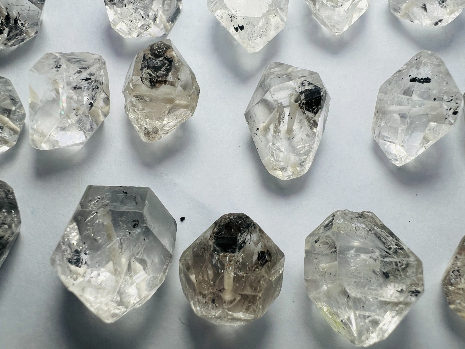60g Drill Natural Black Phantom Herkimer Diamond Quartz crystal from Pakistan
