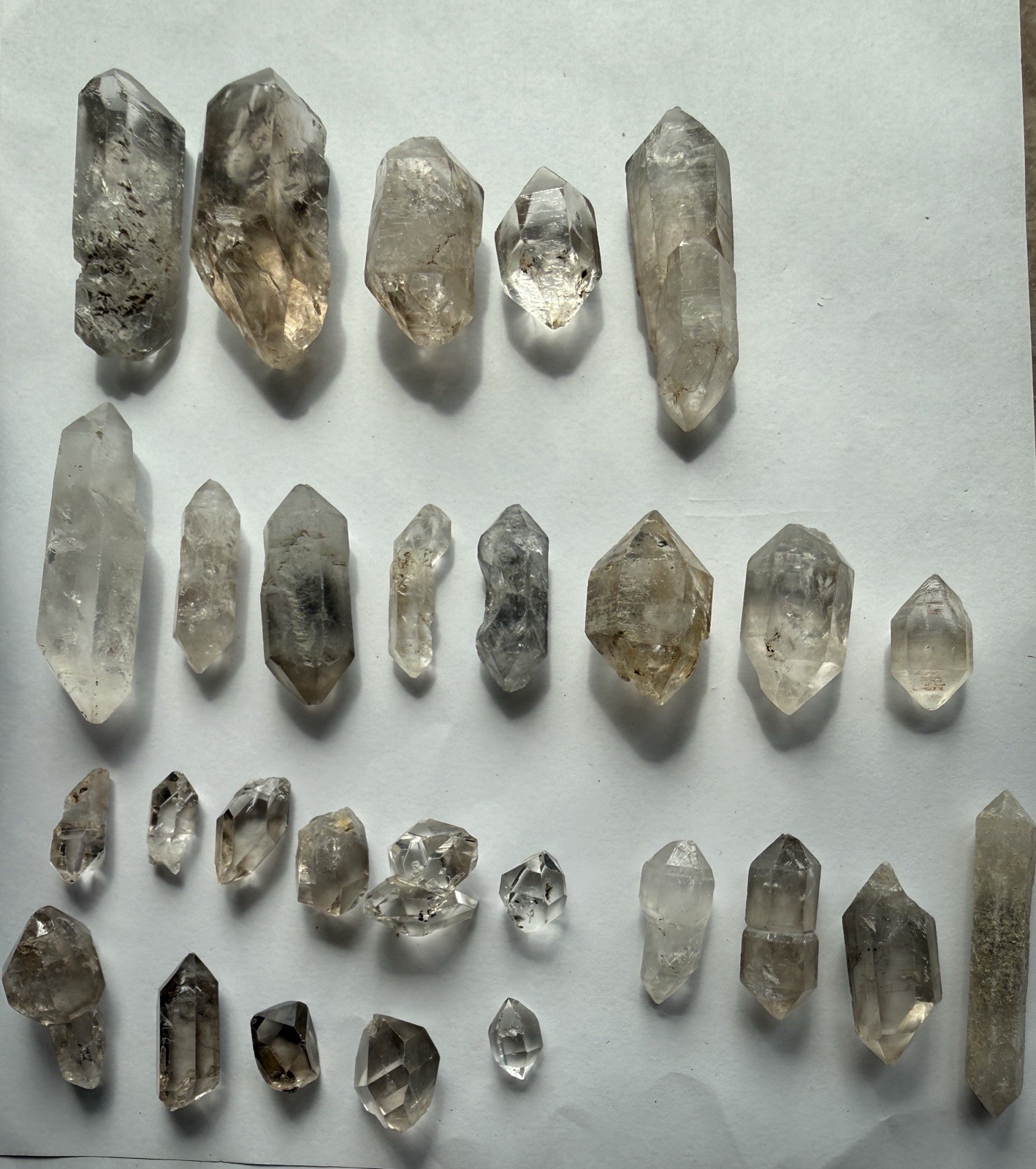 370g Double Terminated Quartz Crystal Lot 28pc Natural Smoky Clear Points Raw