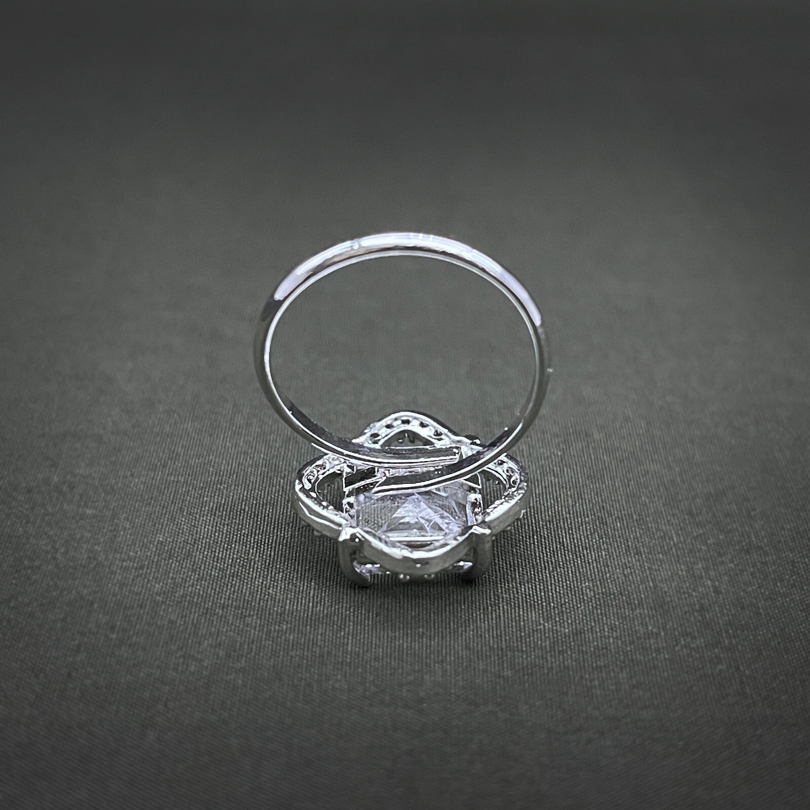 Zircon Stone Prong Setting Adjustable Ring Silver Plated Brass Ring Gift For Her