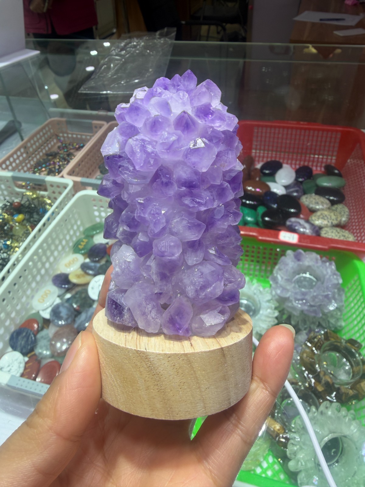 1pc natural amethys Crushed stone Quartz Crystal DIY USB Night lamp energy